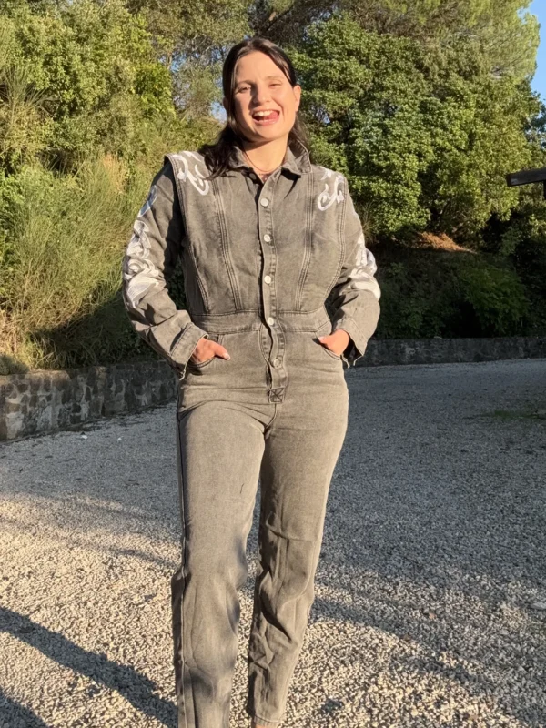 Tuta in jeans grigio