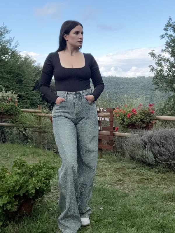 Jeans chiari con brillantini